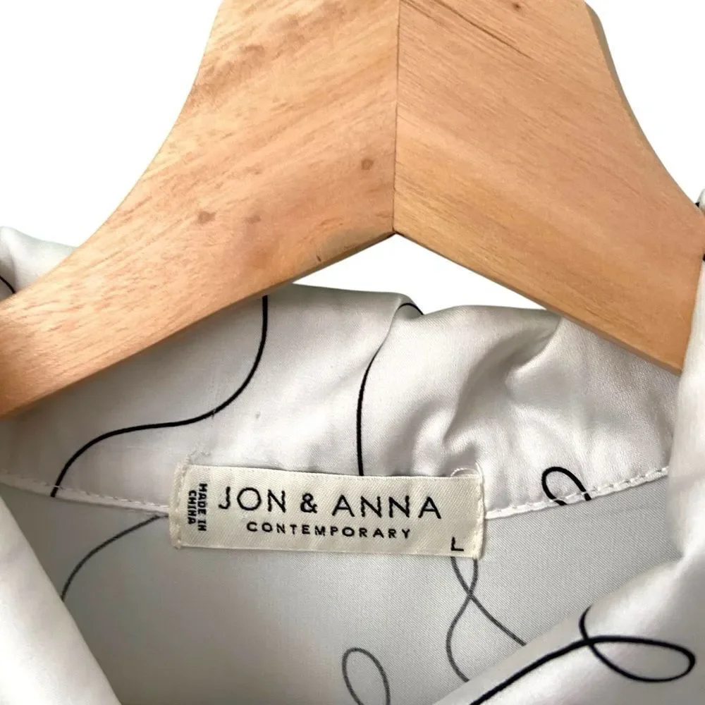 Jon & Anna Contemporary Semi Sheer Abstract Face Print Button-Up Shirt Dress in